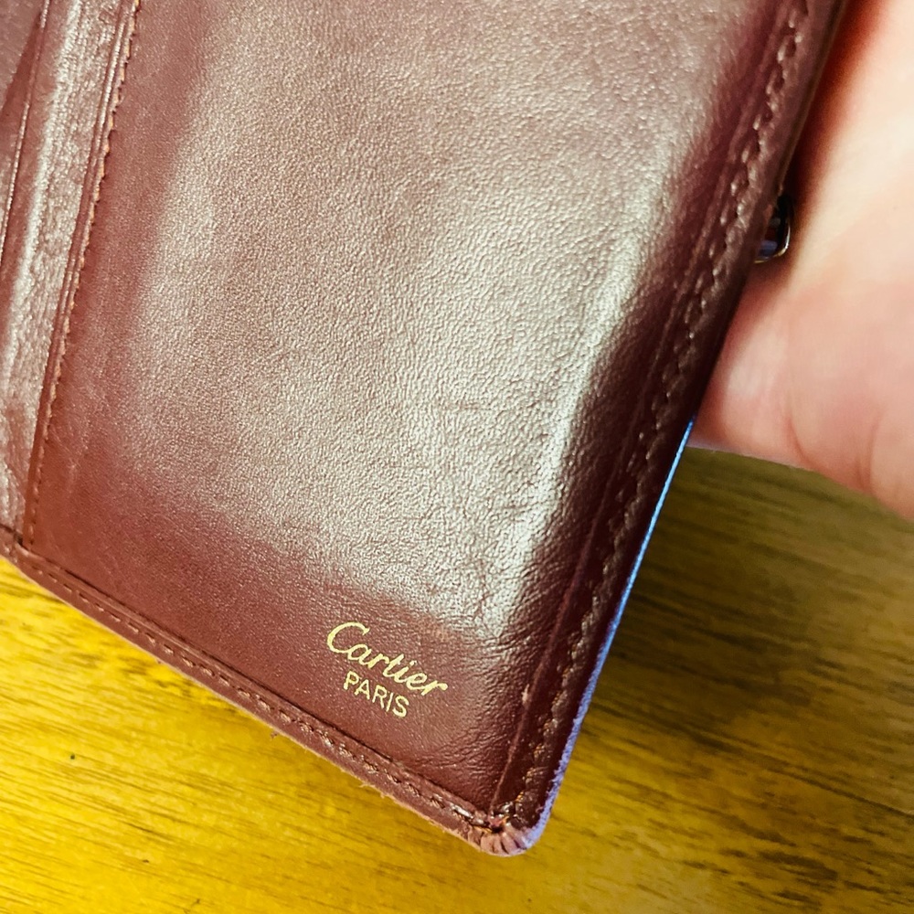 Cartier Oxblood Red Leather Long Bifold Wallet Au… - image 8